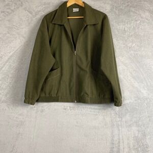 Vintage Separate Editions by Koret Womens 14 Olive Green Ribbed Zip Up Jacket